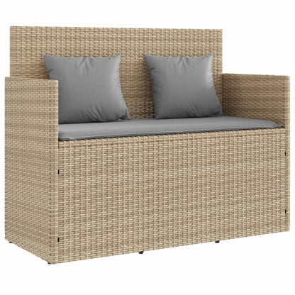 Tuinbank Met Kussens Poly Rattan Beige