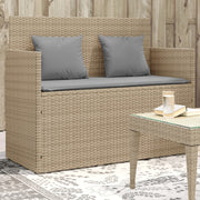 Tuinbank poly rattan beige 120x50x90.5 cm met opbergruimte