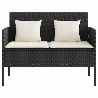 Tuinbank Met Kussens Poly Rattan Zwart En Crème