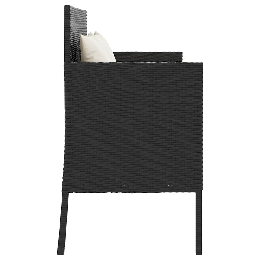 Tuinbank Met Kussens Poly Rattan Zwart En Crème