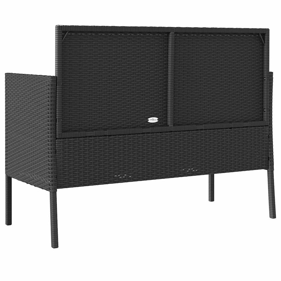 Tuinbank Met Kussens Poly Rattan Zwart En Crème