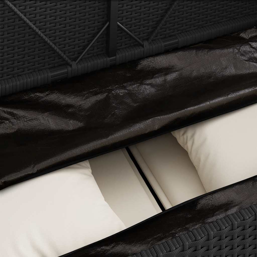 Tuinbank Met Kussens Poly Rattan Zwart En Crème