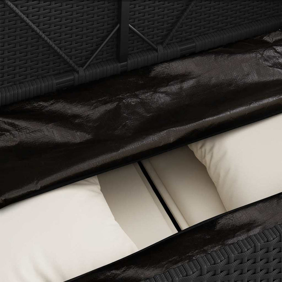 Tuinbank Met Kussens Poly Rattan Zwart En Crème