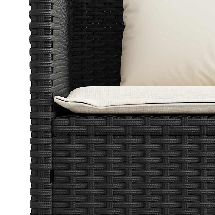 Tuinbank Met Kussens Poly Rattan Zwart En Crème