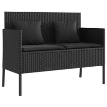 Tuinbank Met Kussens Poly Rattan Zwart