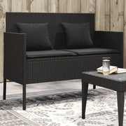 Tuinbank poly rattan 113x61x87 cm zwart met opbergruimte