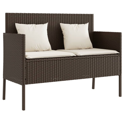 Tuinbank Met Kussens Poly Rattan Bruin