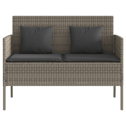 Tuinbank Met Kussens Poly Rattan Grijs