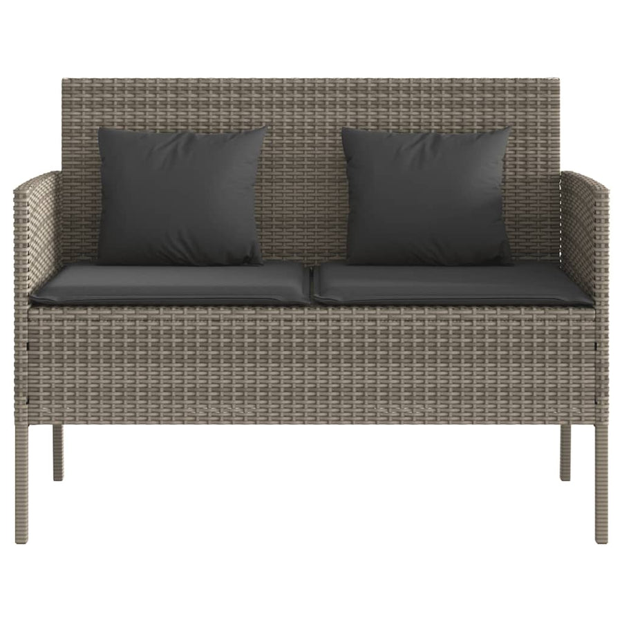 Tuinbank Met Kussens Poly Rattan Grijs