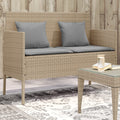 Garden bench with cushions poly rattan beige