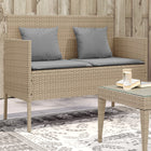 Tuinbank Met Kussens Poly Rattan Beige