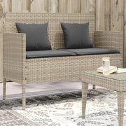 Tuinbank poly rattan 113x61x87 cm lichtgrijs met opbergruimte