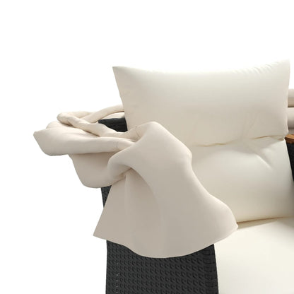 Tuinbank 2-Zits En Voetenbanken Poly Rattan Zwart met luifel