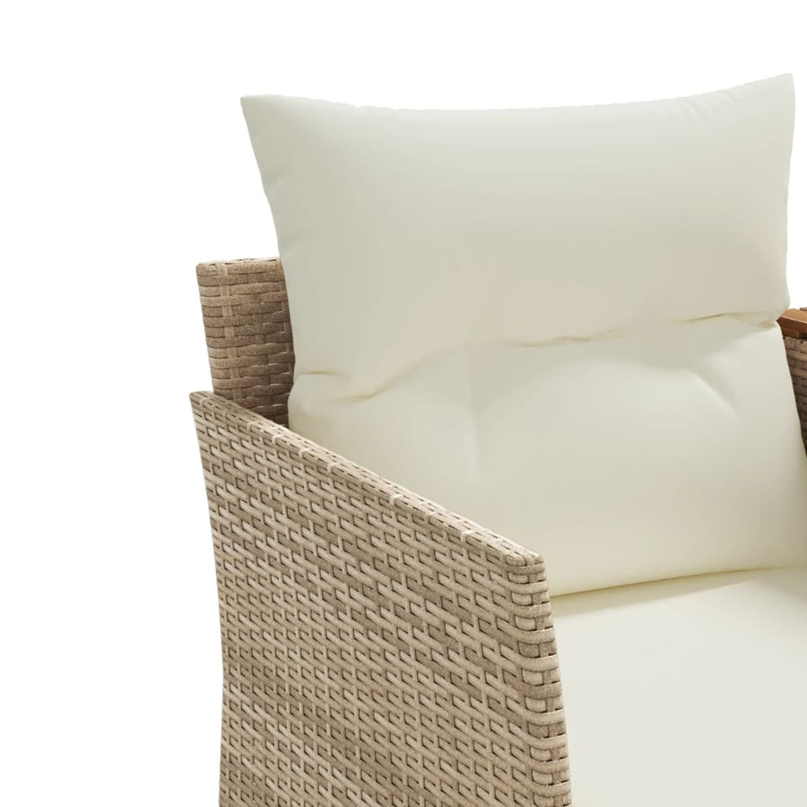 Tuinbank 2-Zits Met Voetenbanken Poly Rattan Beige zonder luifel