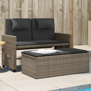 Tuinbank poly rattan grijs verstelbaar met kussens
