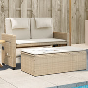 Tuinbank poly rattan beige verstelbaar met kussens