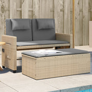 Tuinbankje poly rattan beige verstelbaar 122x58x83 cm