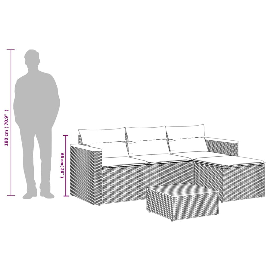 3-Delige Loungeset Met Kussens Poly Rattan Zwart