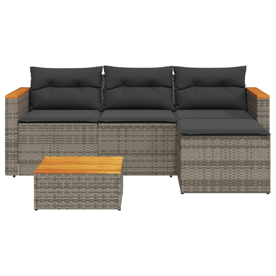3-Delige Loungeset Met Kussens Poly Rattan Grijs