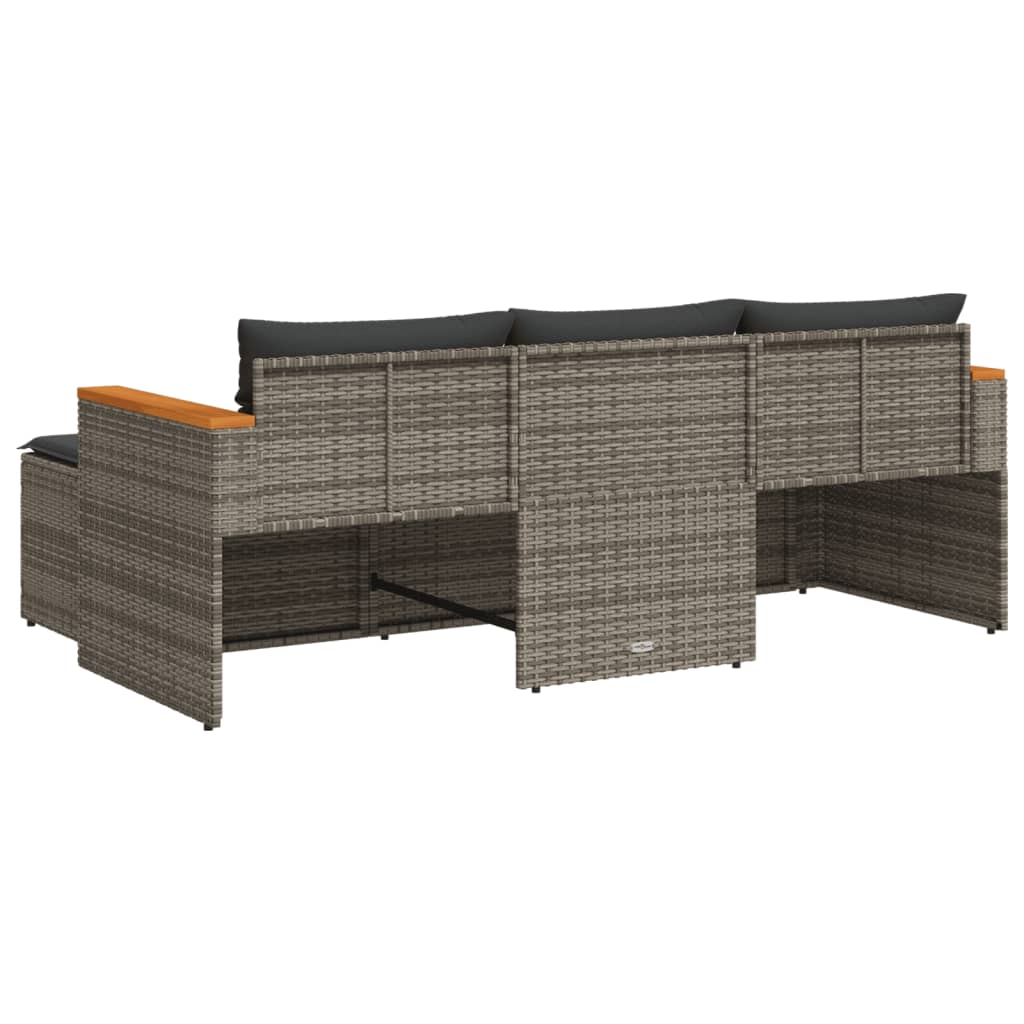3-Delige Loungeset Met Kussens Poly Rattan Grijs