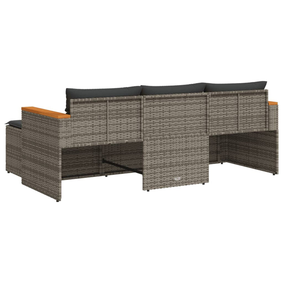 3-Delige Loungeset Met Kussens Poly Rattan Grijs
