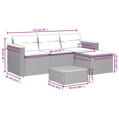 3-Delige Loungeset Met Kussens Poly Rattan Grijs