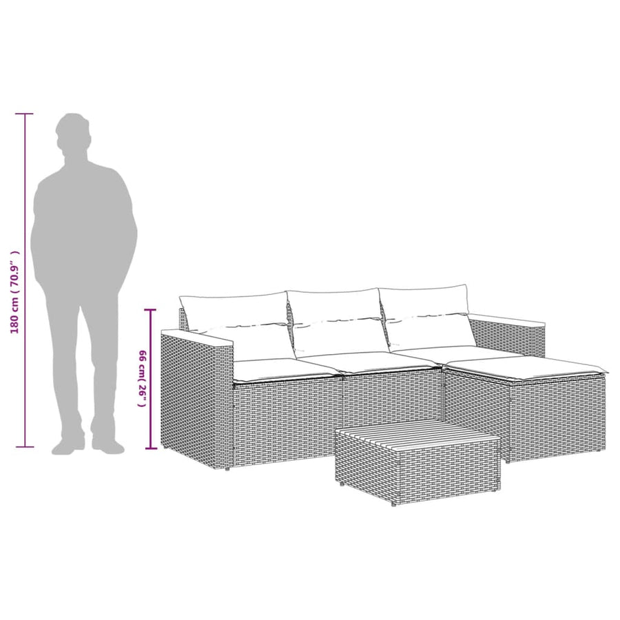 3-Delige Loungeset Met Kussens Poly Rattan Grijs
