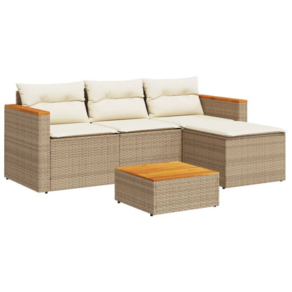 3-Delige Loungeset Met Kussens Poly Rattan Beige