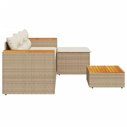 3-Delige Loungeset Met Kussens Poly Rattan Beige