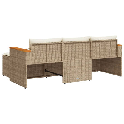 3-Delige Loungeset Met Kussens Poly Rattan Beige