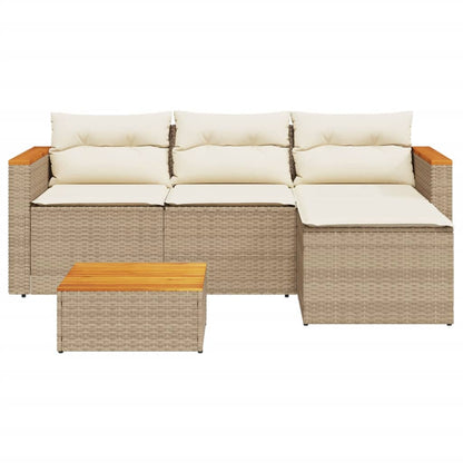 3-Delige Loungeset Met Kussens Poly Rattan Beige