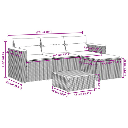 3-Delige Loungeset Met Kussens Poly Rattan Beige