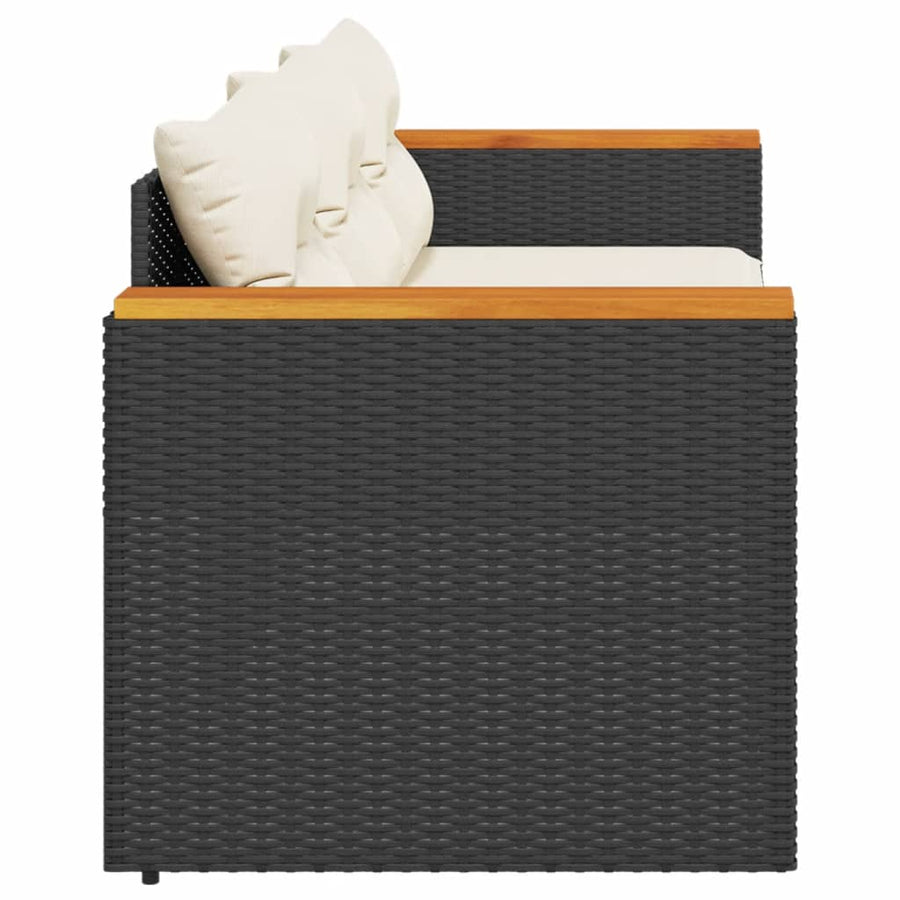 Tuinbank 3-Zits Met Kussens Poly Rattan Zwart