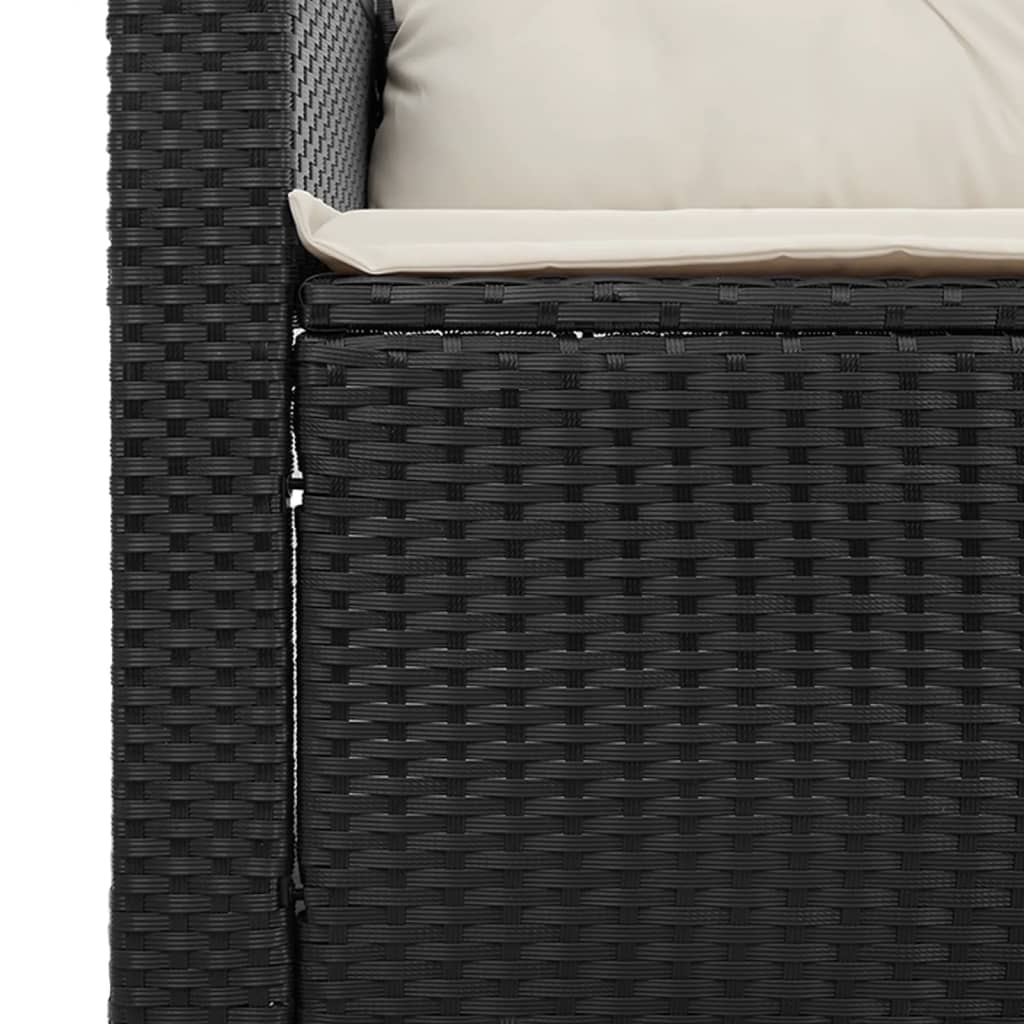 Tuinbank 3-Zits Met Kussens Poly Rattan Zwart