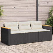Tuinbank 3-zits poly rattan zwart 177x65x66 cm