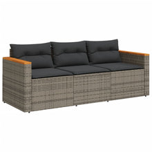 Tuinbank 3-Zits Met Kussens Poly Rattan Grijs