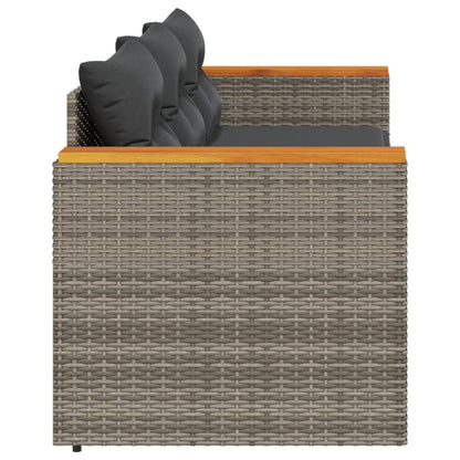 Tuinbank 3-Zits Met Kussens Poly Rattan Grijs
