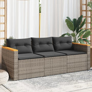 Tuinbank 3-zits poly rattan grijs 177x65x66 cm
