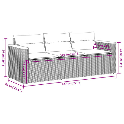 Tuinbank 3-Zits Met Kussens Poly Rattan Beige