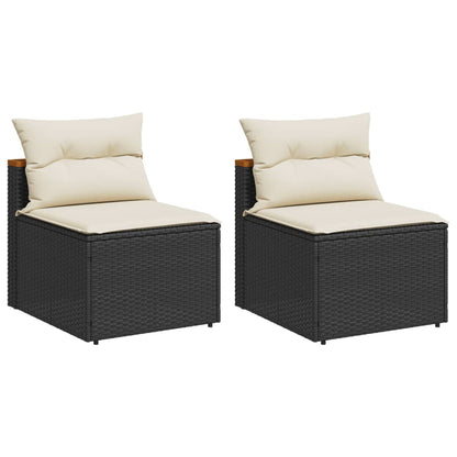 Tuinbanken 2 St Zonder Armleuning Met Kussens Poly Rattan Zwart