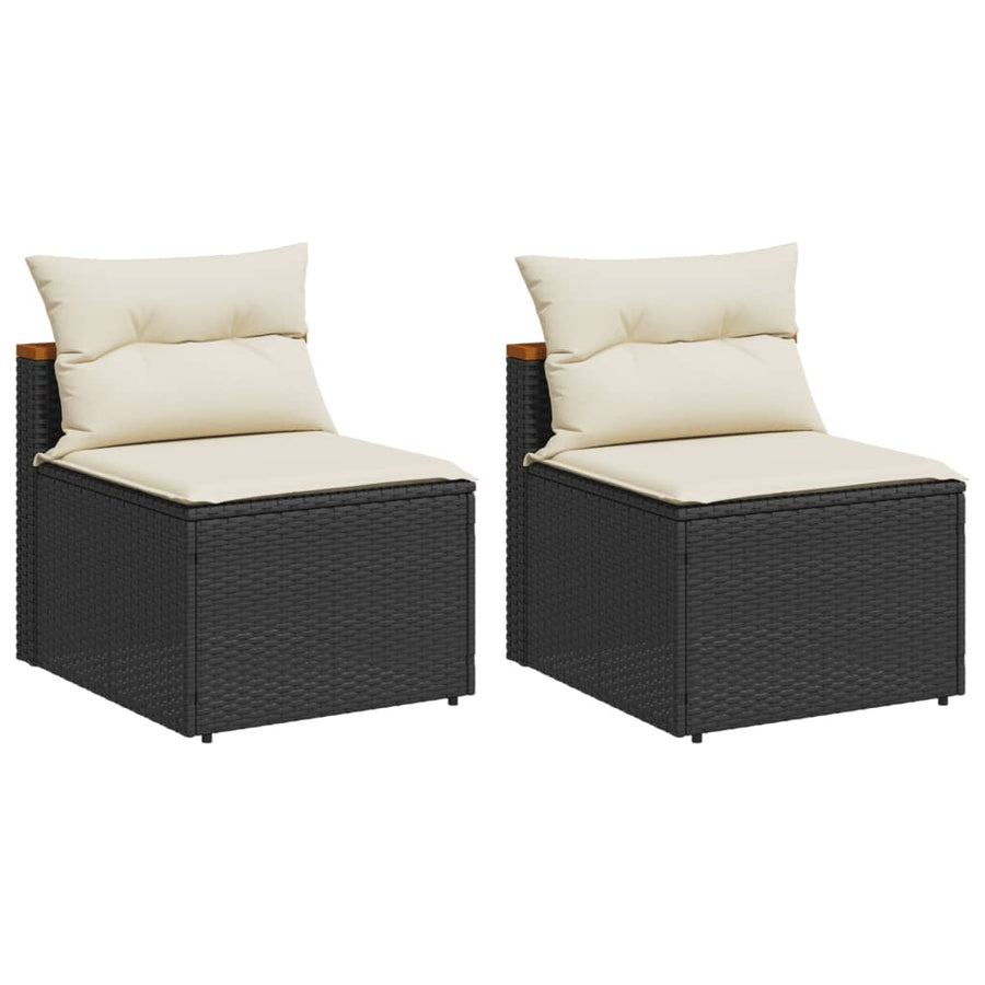 Tuinbanken 2 St Zonder Armleuning Met Kussens Poly Rattan Zwart