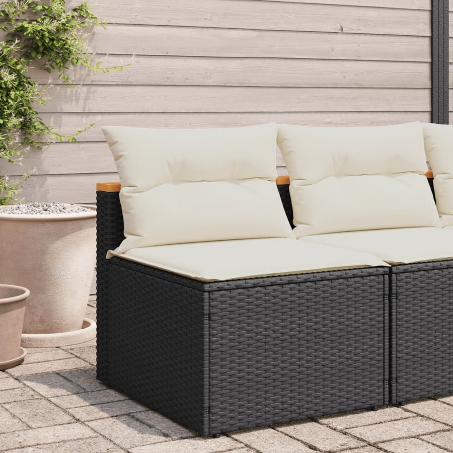 Tuinbanken 2 St Zonder Armleuning Met Kussens Poly Rattan Zwart