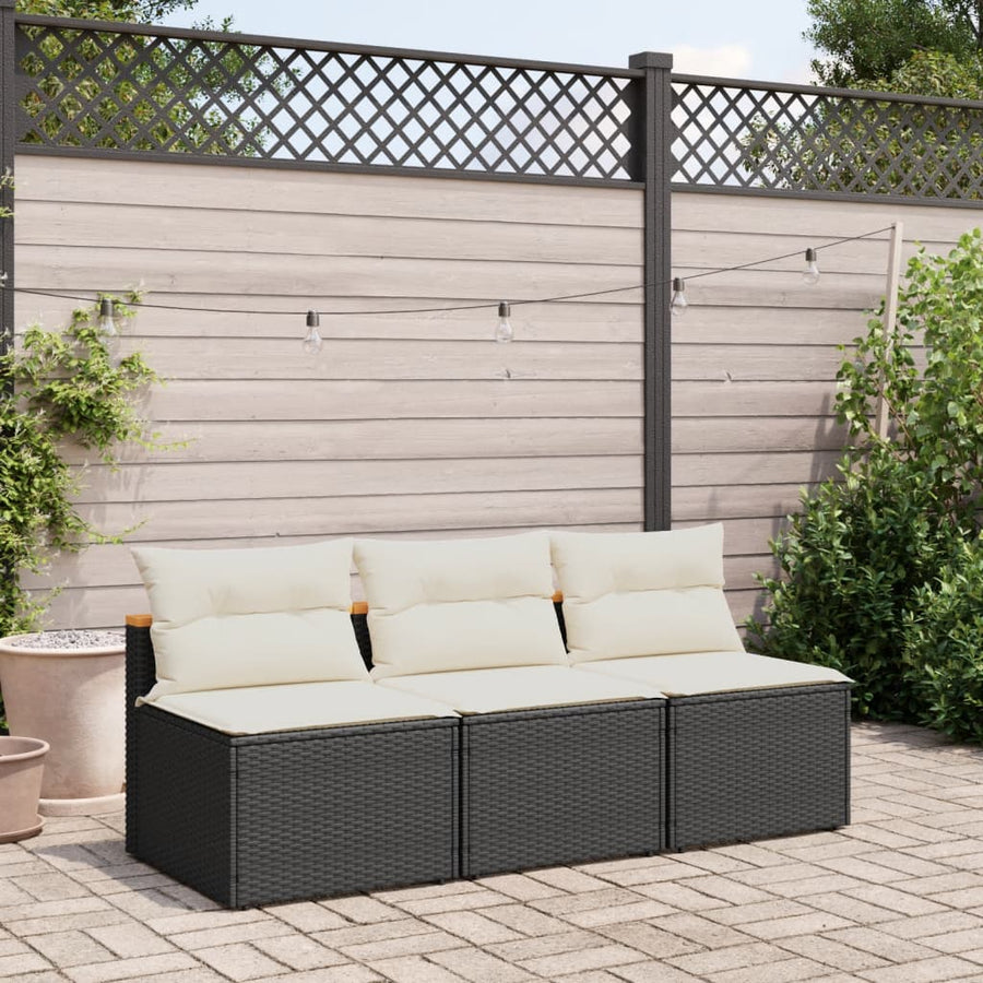 Tuinbanken 2 St Zonder Armleuning Met Kussens Poly Rattan Zwart