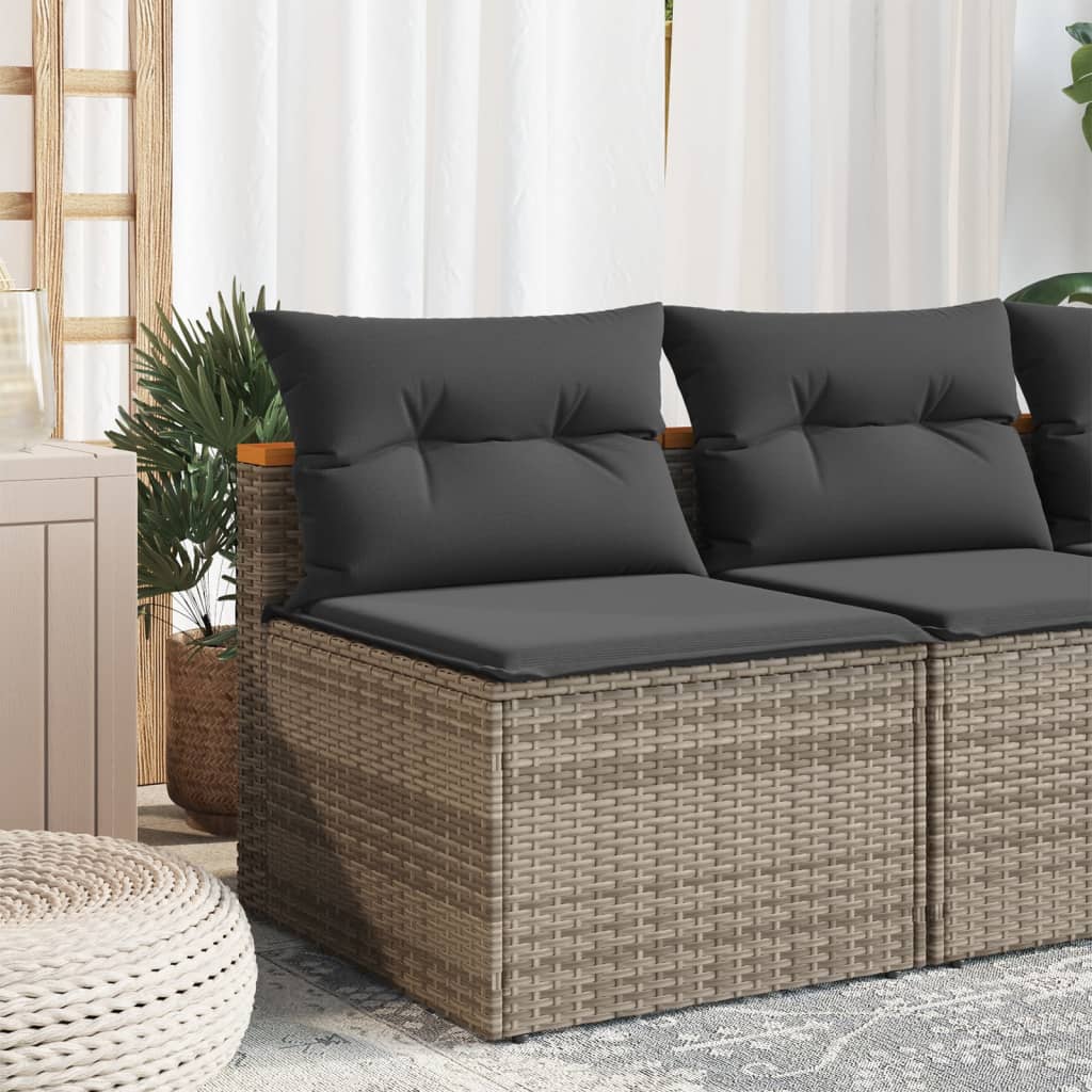 Tuinbanken 2 St Zonder Armleuning Met Kussens Poly Rattan Grijs