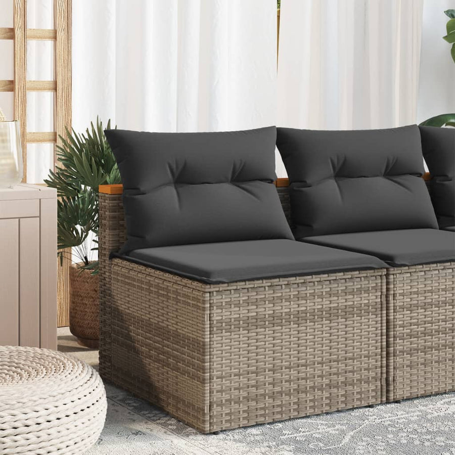 Tuinbanken 2 St Zonder Armleuning Met Kussens Poly Rattan Grijs