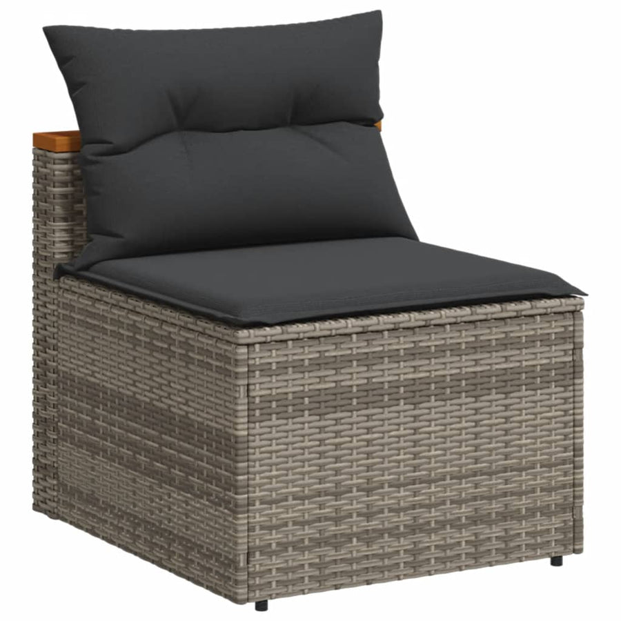 Tuinbanken 2 St Zonder Armleuning Met Kussens Poly Rattan Grijs