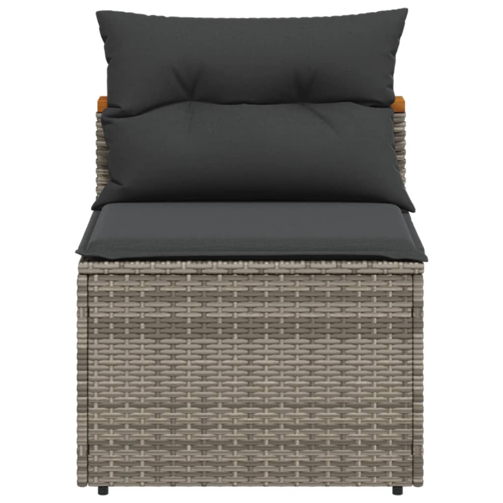Tuinbanken 2 St Zonder Armleuning Met Kussens Poly Rattan Grijs