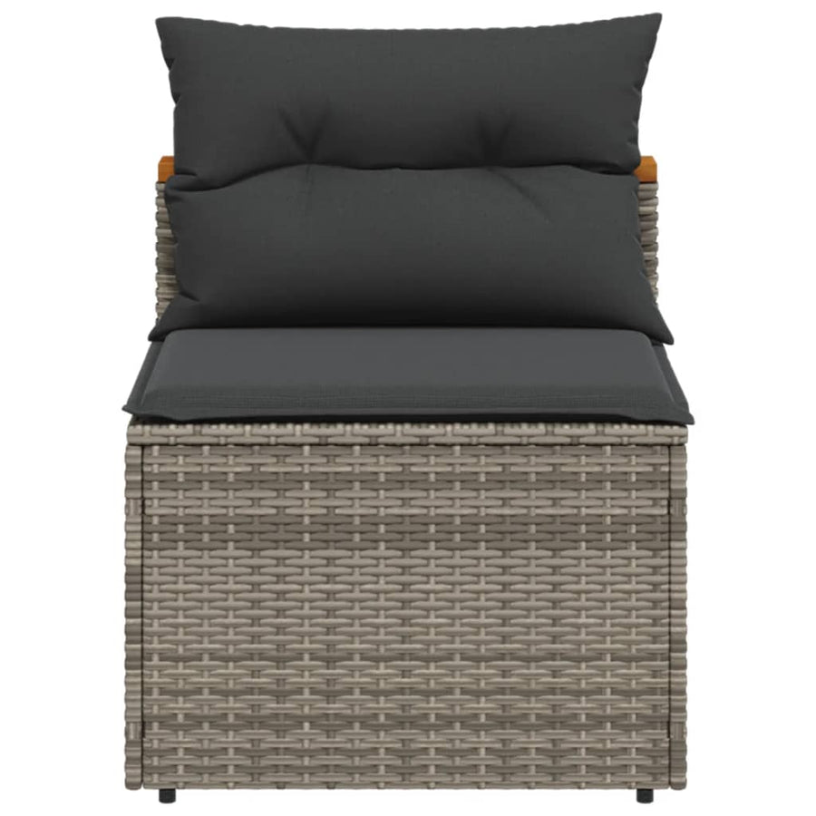 Tuinbanken 2 St Zonder Armleuning Met Kussens Poly Rattan Grijs
