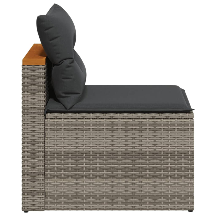 Tuinbanken 2 St Zonder Armleuning Met Kussens Poly Rattan Grijs