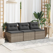 Loungebank poly rattan grijs 2 stuks